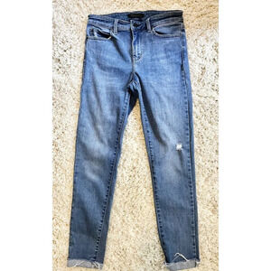 Uniqlo Jeans Womens 26 Ankle Cuff Straight Leg Blue Denim